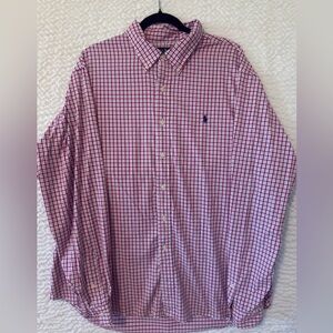 Polo by Ralph Lauren Men's Red and White Checked Button-Down Shirt XXL